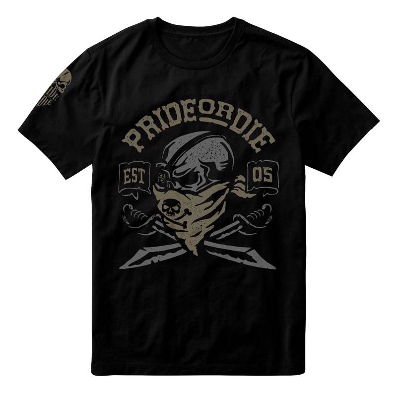 PRiDEorDiE Pirate  T-Shirt -black